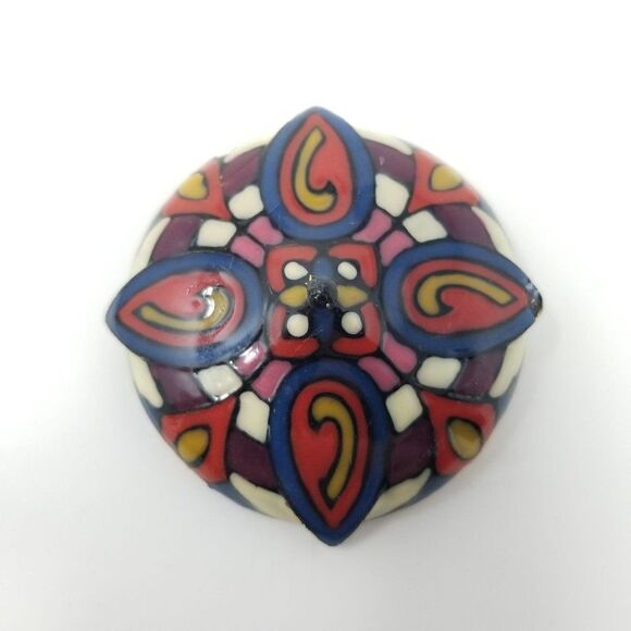 Vintage Colorful Enamel Brooch / Pendant, Retro Design, Necklace Lapel Pin - Picture 6 of 6